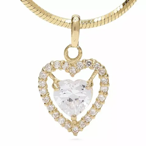 hjärta zirkon hängen i 9 karat guld