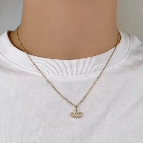 Dubbel hjärta hängen i 9 karat guld