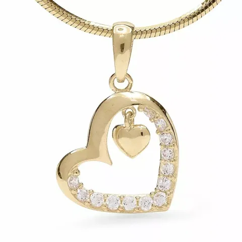 Hjärta zirkon hängen i 9 karat guld