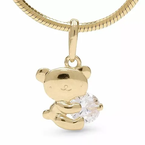 nalle zirkon hängen i 9 karat guld
