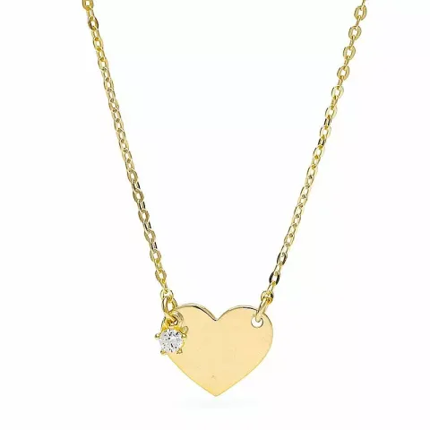 Enkel hjärta hängen med halskedja i 9 karat guld