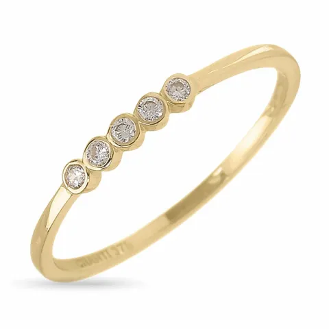 Elegant smal vit zirkon ring i 9 karat guld