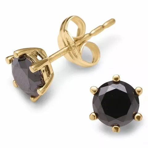 runda örhängestift i 9 karat guld med 