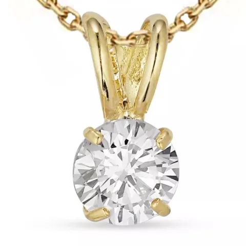 zirkon halsband i förgyllt silver med hängen i 9 karat guld - Gold Collection