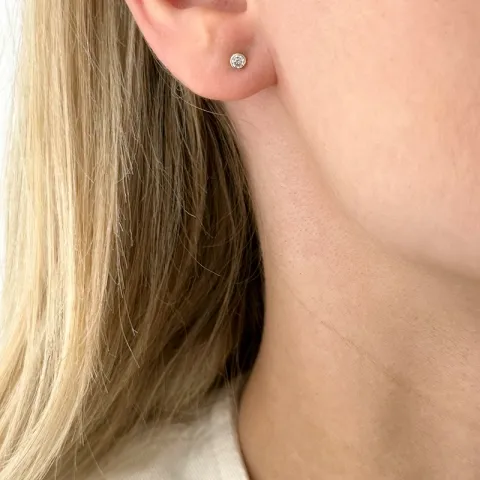 1/2 par 3 mm örhängen i 14 karat guld med zirkon - Gold Collection
