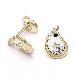 Droppe örhängestift i 14 karat guld med 
