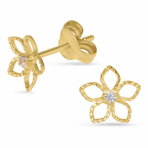 Blommor guldörhängen i 14 karat guld med 