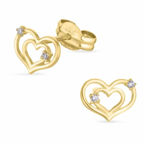 Hjärta guldörhängen i 14 karat guld med 