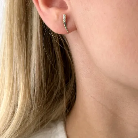 zirkon örhängestift i 14 karat guld med 