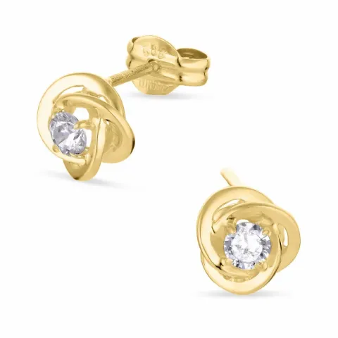 blommor guldörhängestift i 14 karat guld med