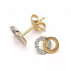 cirkel örhängestift i 14 karat guld och vitguld med 