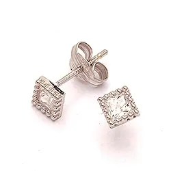 fyrkantigt örhängen i 14 karat vitguld med 