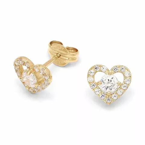 hjärta zirkon örhängestift i 14 karat guld med 