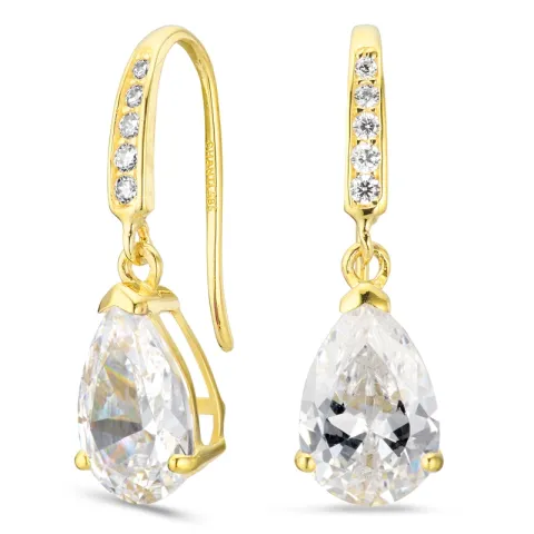 droppformad örhängen i 14 karat guld med zirkon - Gold Collection