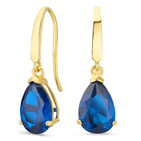 droppformad örhängen i 14 karat guld med safir och zirkon - Gold Collection