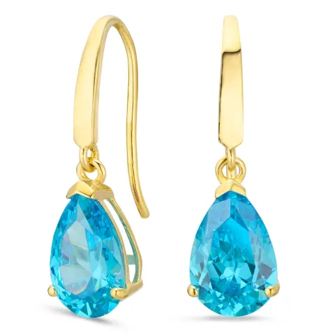 droppformad örhängen i 14 karat guld med topas och zirkon - Gold Collection