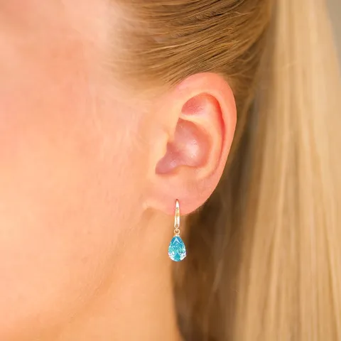 droppformad örhängen i 14 karat guld med topas och zirkon - Gold Collection