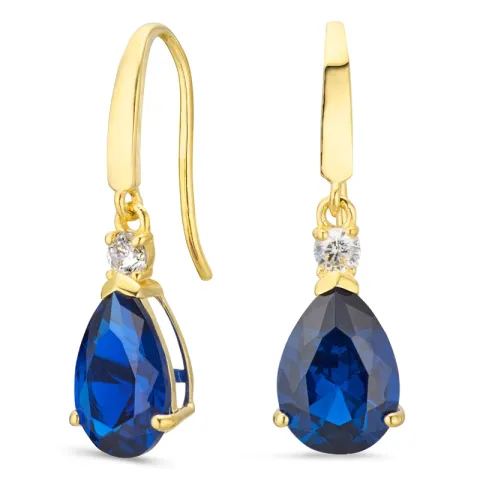 droppformad örhängen i 14 karat guld med safir och zirkon - Gold Collection