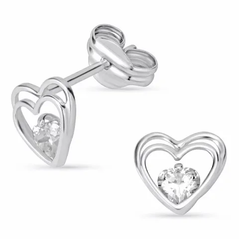 hjärta örhängen i 14 karat vitguld med 