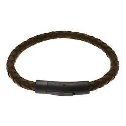 Armband i mörkbrun läder med stål lås x 6,2 mm