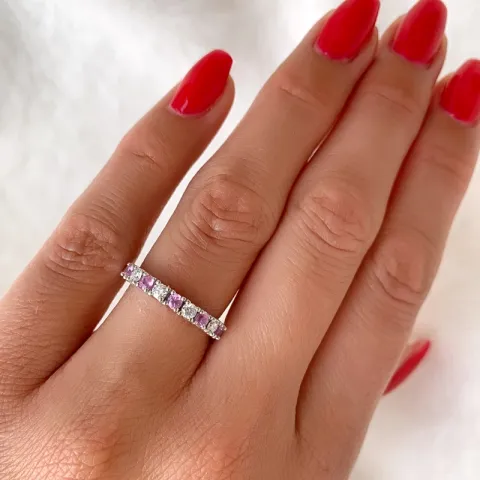 rosa safir diamantring i 14 karat vitguld 0,24 ct 0,45 ct