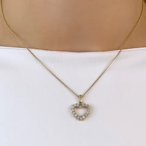 hjärta diamant hängen i 14 carat guld 0,516 ct