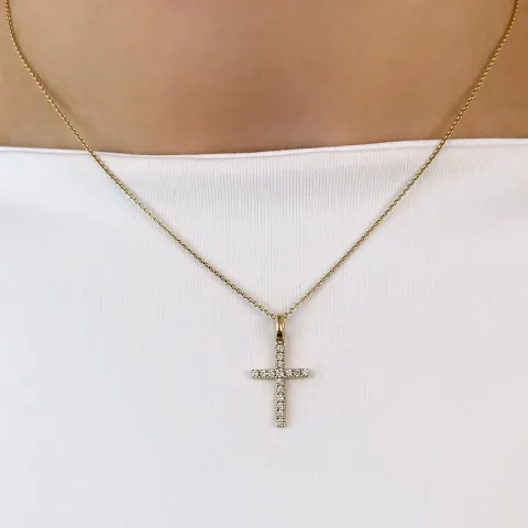 kors diamant hängen i 14 carat guld 0,251 ct