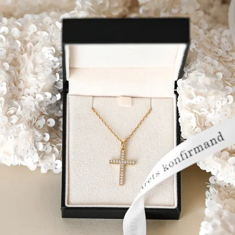 kors diamant hängen i 14  carat guld 0,251 ct