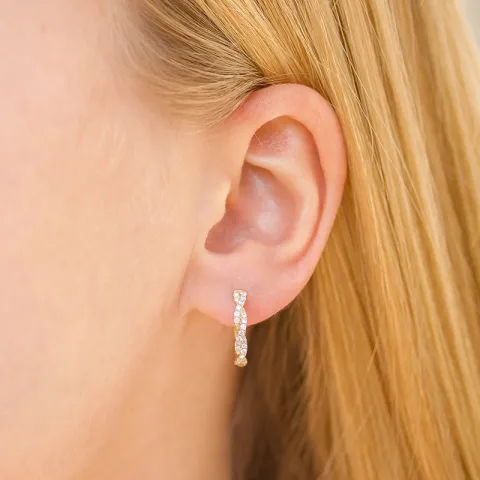 15 mm diamant creol i 14 karat guld med diamant