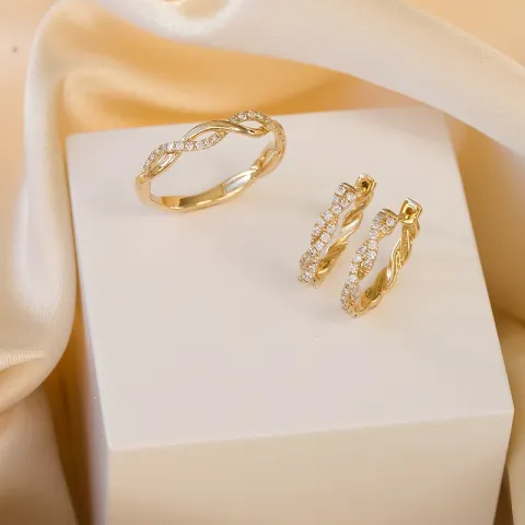 15 mm diamant creol i 14 karat guld med diamant