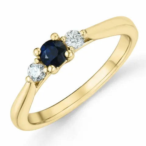safir briljantring i 14 karat guld 0,132 ct 0,306 ct
