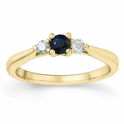 safir briljantring i 14 karat guld 0,132 ct 0,306 ct