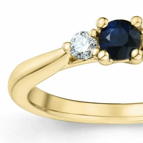 safir briljantring i 14 karat guld 0,132 ct 0,306 ct