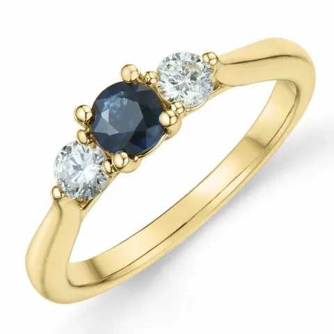 safir briljantring i 14 karat guld 0,28 ct 0,45 ct