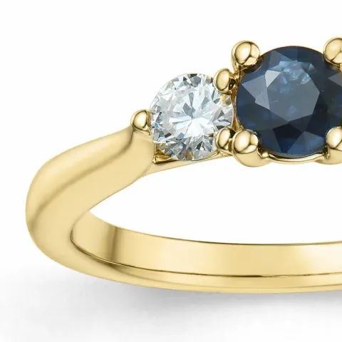 safir briljantring i 14 karat guld 0,28 ct 0,45 ct