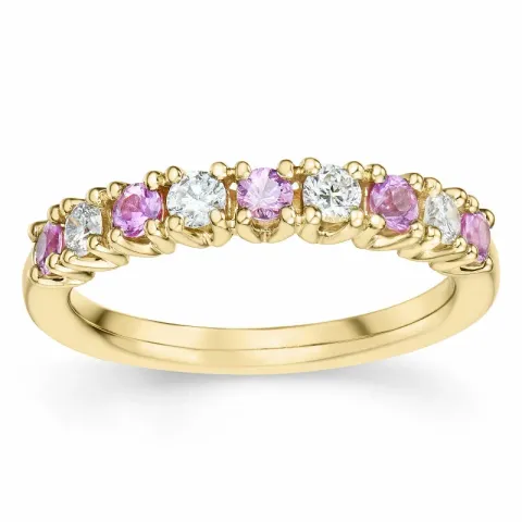 rosa safir diamantring i 14  karat guld 0,246 ct 0,45 ct