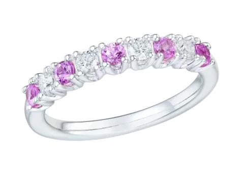 rosa safir diamantring i 14 karat vitguld 0,24 ct 0,45 ct