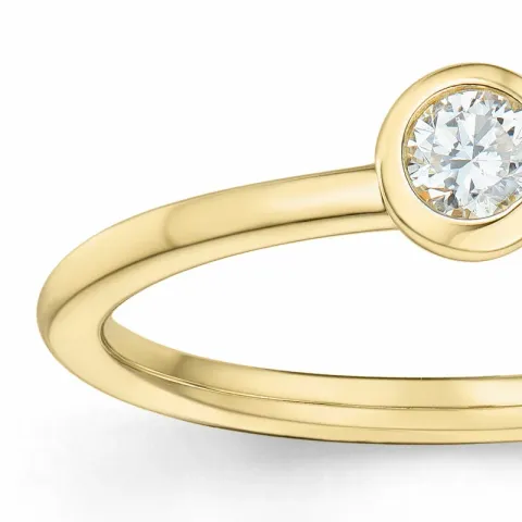 rund diamant solitärring i 14 karat guld 0,10 ct