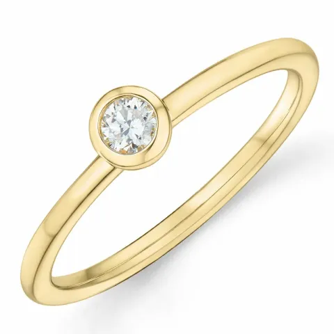rund diamant solitärring i 14 karat guld 0,10 ct