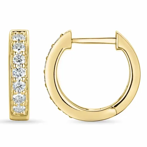 15 mm briljant creol i 14 karat guld med diamant