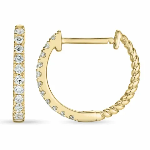 14 mm diamant creol i 14 karat guld med diamant
