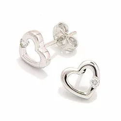 Hjärta örhängestift i 14 karat vitguld med diamanter