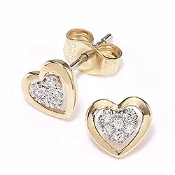 hjärta vita diamant örhängestift i 14 karat guld med diamant 