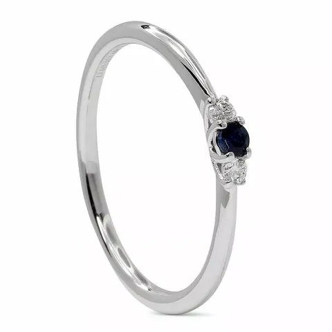 safir diamantring i 14  karat vitguld 0,05 ct 