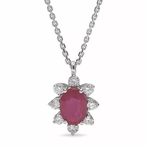 rubin hängen med halskedja i 14 carat vitguld 0,14 ct 0,50 ct