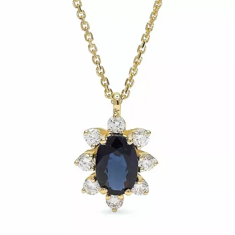 Safir hängen med halskedja i 14 carat guld 0,14 ct 0,60 ct