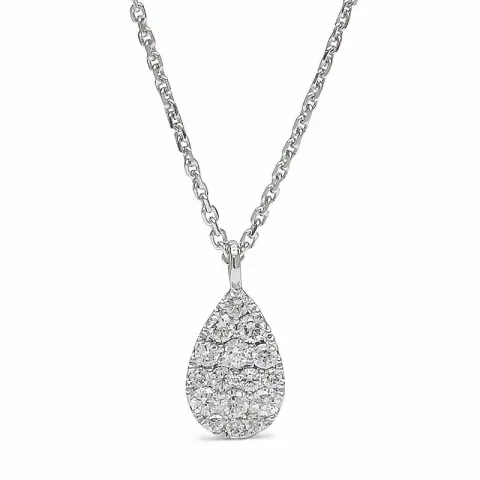 Droppformad hängen med halskedja i 14 carat vitguld 0,13 ct