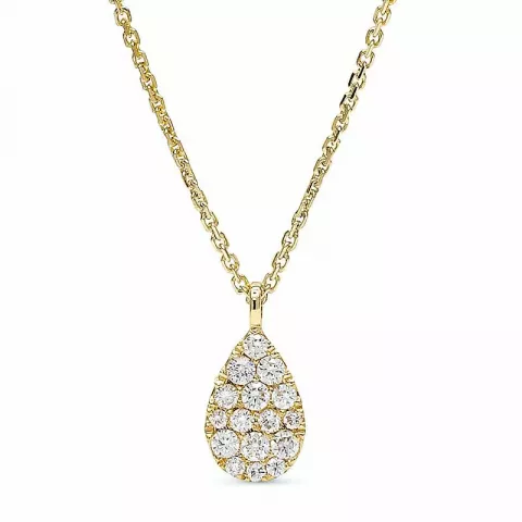 Droppformad diamantberlocker med halskedja i 14  carat guld 0,13 ct
