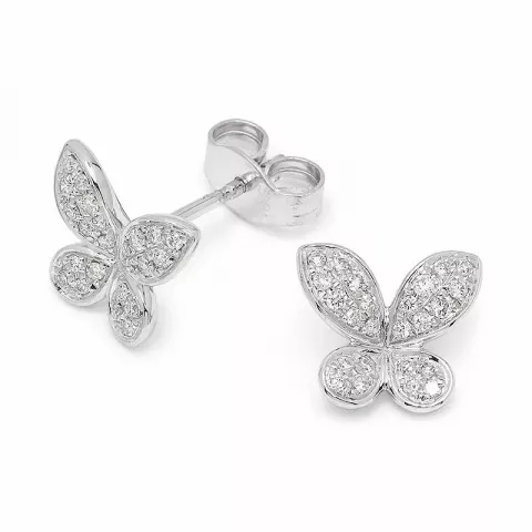 Fjärilar diamant briljiantöronringar i 14 karat vitguld med diamanter 
