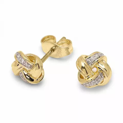 fyrkantigt briljiantöronringar i 14 karat guld med rhodium med diamant 